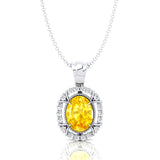 Vintage Style Oval Shaped Yellow Sapphire Halo Set with Diamond Accents