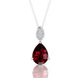 Illussion Set Diamond Pendant with Pear Cut Garnet