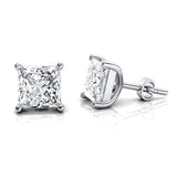 Lab Diamond Princess Cut Solitaire Stud Earrings