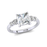 Princess Cut Lab Diamond Graduating Accent Diamond Ring