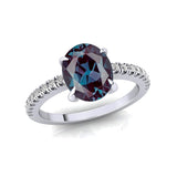 Oval Solitaire Alexandrite with Accent Diamonds Engagement Ring