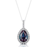 Alexandrite Teardrop Pendant with Diamond Halo