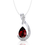 Designer Diamond Loop Pendant with Teardrop Shaped Garnet