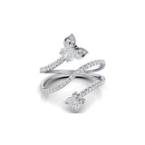 Pave Set Spiral Butterfly Diamond Ring