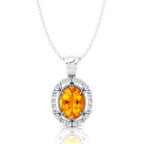 Vintage Style Oval Shaped Citrine Halo Set with Diamond Accents