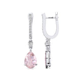 Lever Back Diamond Drop Earrings with Pear Cut Morganite