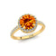Classic Round Halo Diamonds with Solitaire Citrine Engagement Ring - GeumJewels