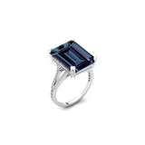 Emerald Cut Alexandrite Split Shank Engagement Ring with Diamonds