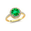 Classic Round Halo Diamonds with Solitaire Emerald Engagement Ring - GeumJewels