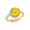 Classic Round Halo Diamonds with Solitaire Yellow Sapphire Engagement Ring - GeumJewels