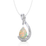 Designer Diamond Loop Pendant with Teardrop Shaped Opal