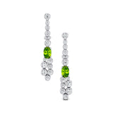 Elongated Cushion Peridot Bezel Set Diamond Drop Earrings