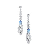 Elongated Cushion Moonstone Bezel Set Diamond Drop Earrings