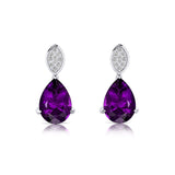 Illussion Set Diamond Earrings with Pear Cut Amethyst