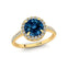 Classic Round Halo Diamonds with Solitaire London Blue Topaz Engagement Ring - GeumJewels