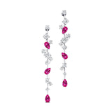 Fancy Pink Sapphire Cluster Drop Earrings