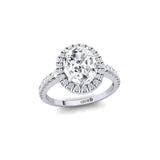 Oval Solitaire Lab Diamond Halo Diamond Engagement Ring