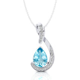 Designer Diamond Loop Pendant with Teardrop Shaped Aquamarine