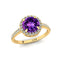 Classic Round Halo Diamonds with Solitaire Amethyst Engagement Ring - GeumJewels