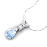 Moonstone Teardrop Pendant with Solitaire Diamond