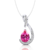 Designer Diamond Loop Pendant with Teardrop Shaped Pink Sapphire