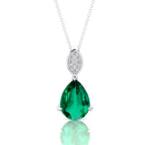 Illussion Set Diamond Pendant with Pear Cut Emerald