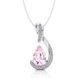 Designer Diamond Loop Pendant with Teardrop Shaped Morganite