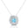 Double Halo Diamond Cushion Cut Aquamarine Necklace - GeumJewels