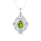 Art Deco Inspired Teardrop Peridot Diamond Pendant