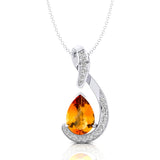 Designer Diamond Loop Pendant with Teardrop Shaped Citrine