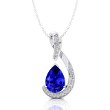 Designer Diamond Loop Pendant with Teardrop Shaped Tanzanite