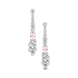 Elongated Cushion Morganite Bezel Set Diamond Drop Earrings