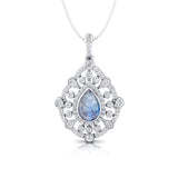 Art Deco Inspired Teardrop Moonstone Diamond Pendant