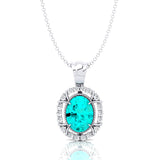 Vintage Style Oval Shaped Paraiba Tourmaline Halo Set with Diamond Accents