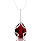 Teardrop Shaped Ruby Pendant Wrapped with Diamond Loop