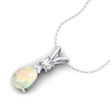 Opal Teardrop Pendant with Solitaire Diamond