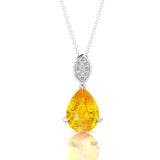 Illussion Set Diamond Pendant with Pear Cut Yellow Sapphire