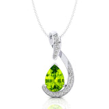 Designer Diamond Loop Pendant with Teardrop Shaped Peridot