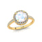Classic Round Halo Diamonds with Solitaire Moonstone Engagement Ring - GeumJewels