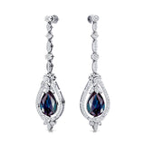 Art Deco Style Pear Shaped Alexandrite Diamond Drop Earrings