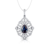 Art Deco Inspired Teardrop Alexandrite Diamond Pendant