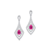 Vintage Inspired Pear Cut Pink Sapphire Diamond Drop Earrings