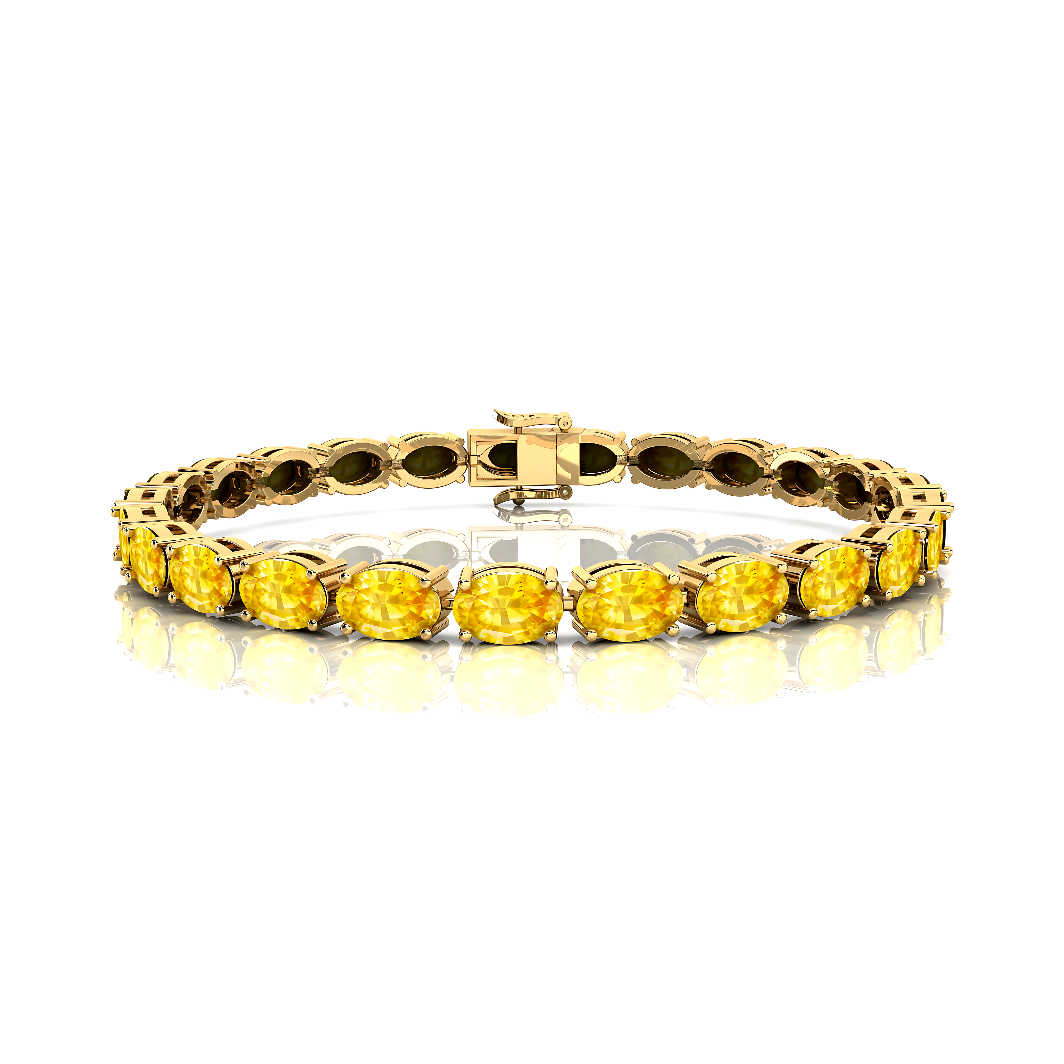 Yellow Sapphire Gold Tennis Bracelet - 14k 18k Solid Yellow Gold Green Gemstone Fine Bridal Wedding Jewelry Gift for Her - GeumJewels