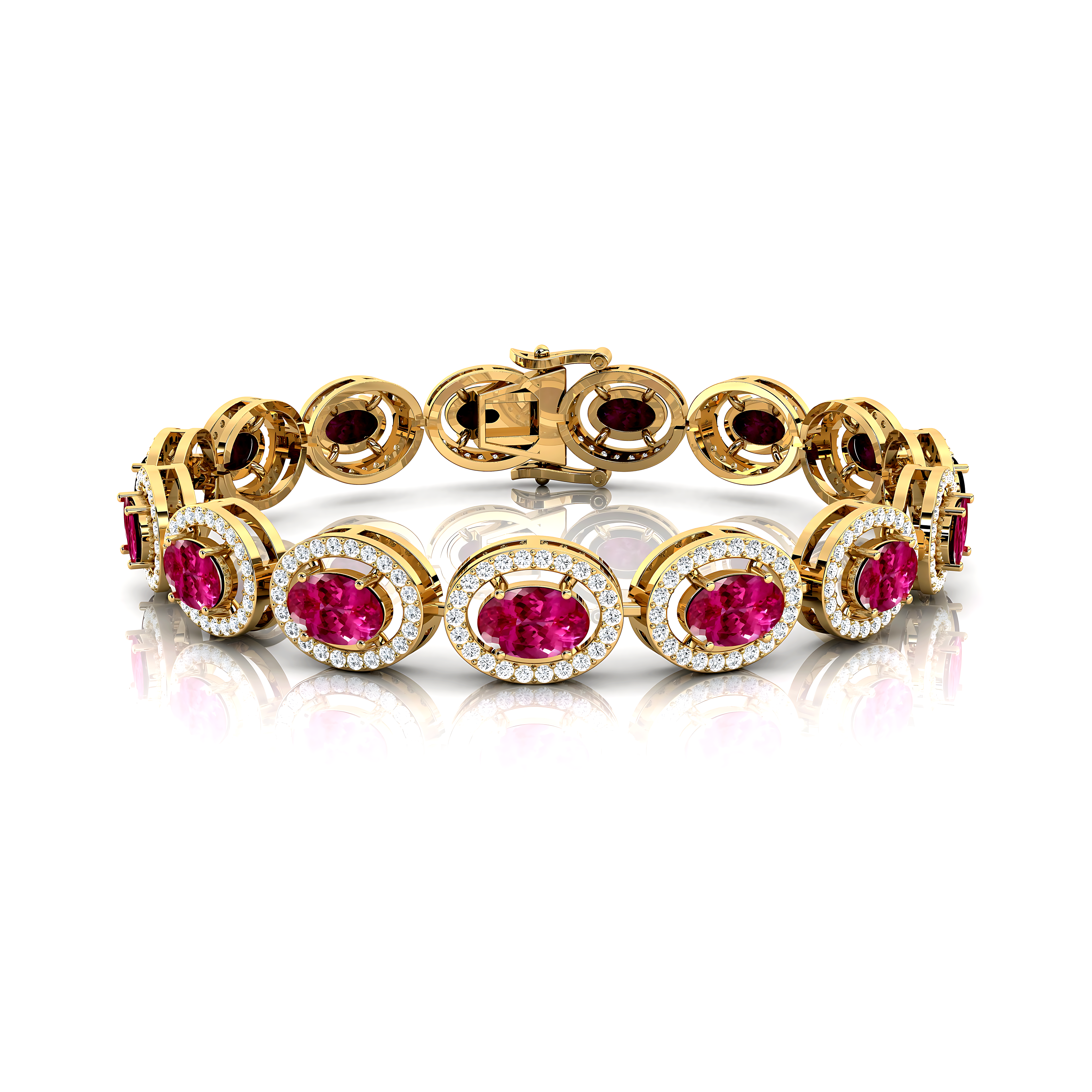 14kt Gold Jewelry Tennis Bracelet Oval Pink Sapphire Rose Gold Wedding & Engagement Perfect Jewelry - GeumJewels