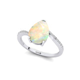 Twisted Up Down Band Pear Shaped Opal Ring with Accent Diamonds