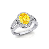 Solitaire Oval Yellow Sapphire Split Shank Diamond Engagement Ring