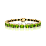 Peridot Tennis Bracelet 14k 18k Fine Yellow Gold Bridal Wedding Jewelry Engagement Gift For Mother - GeumJewels