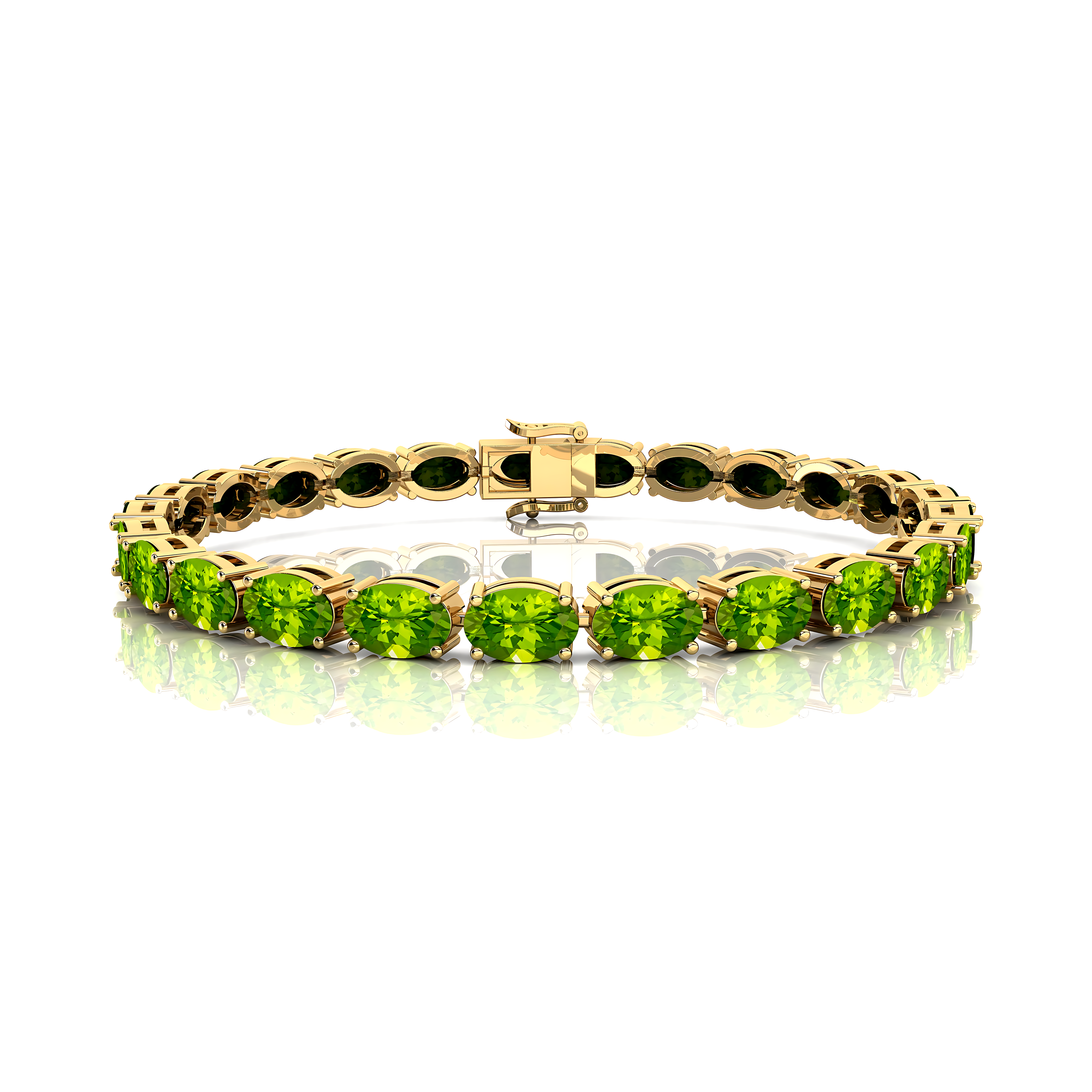 Peridot Tennis Bracelet 14k 18k Fine Yellow Gold Bridal Wedding Jewelry Engagement Gift For Mother - GeumJewels
