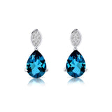 Illussion Set Diamond Earrings with Pear Cut London Blue Topaz