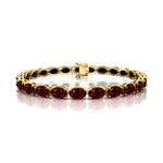 Genuine Garnet Tennis Bracelet - 14k 18k Solid Rose Gold Bracelet Gemstone Fine Bridal Jewelry - GeumJewels